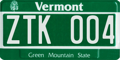 VT license plate ZTK004