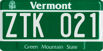 VT license plate ZTK021