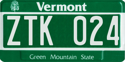 VT license plate ZTK024
