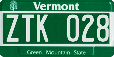 VT license plate ZTK028