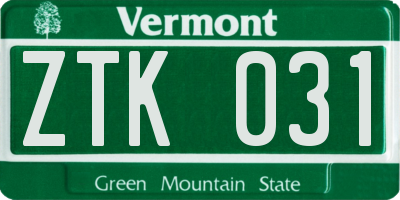 VT license plate ZTK031