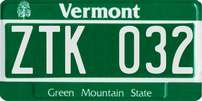 VT license plate ZTK032