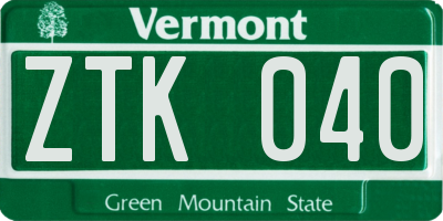 VT license plate ZTK040