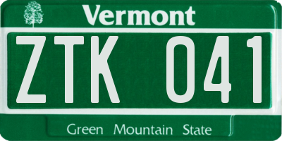 VT license plate ZTK041