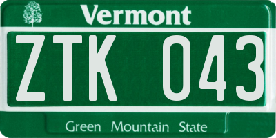 VT license plate ZTK043