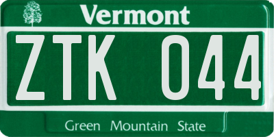 VT license plate ZTK044