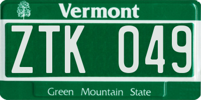 VT license plate ZTK049