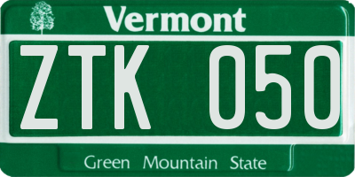 VT license plate ZTK050