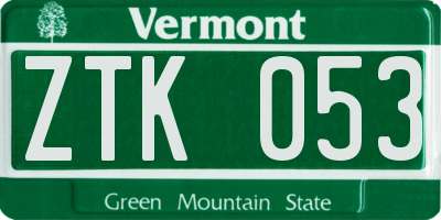 VT license plate ZTK053