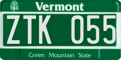 VT license plate ZTK055