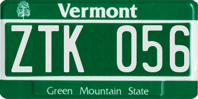 VT license plate ZTK056
