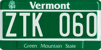 VT license plate ZTK060
