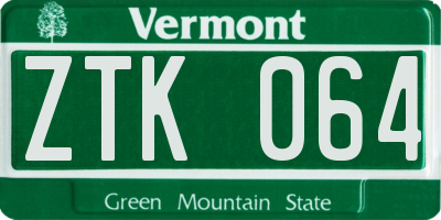 VT license plate ZTK064