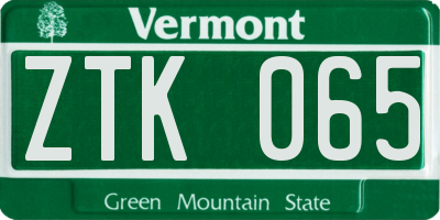 VT license plate ZTK065