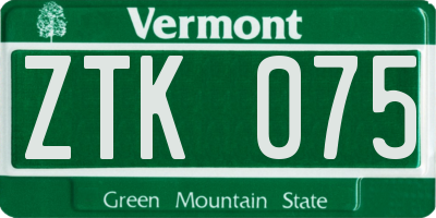 VT license plate ZTK075