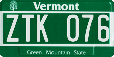 VT license plate ZTK076