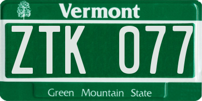 VT license plate ZTK077