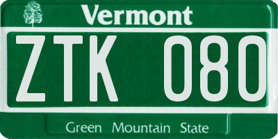 VT license plate ZTK080