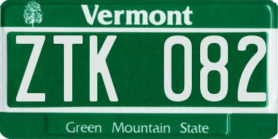 VT license plate ZTK082