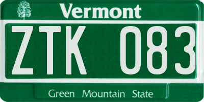 VT license plate ZTK083