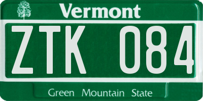 VT license plate ZTK084