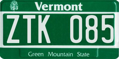 VT license plate ZTK085