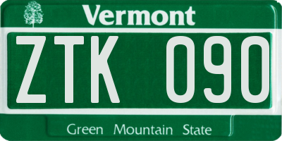 VT license plate ZTK090