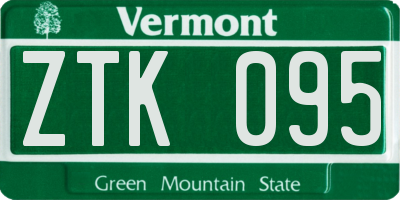 VT license plate ZTK095