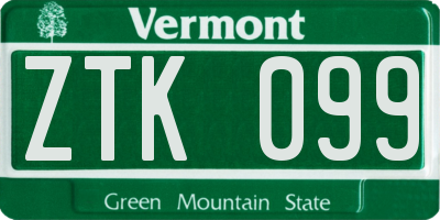 VT license plate ZTK099