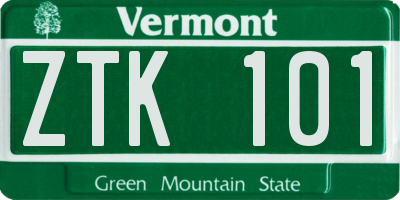 VT license plate ZTK101