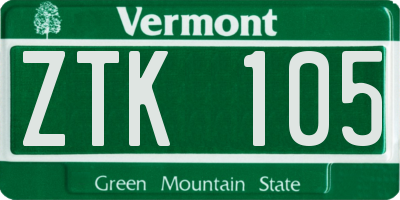 VT license plate ZTK105