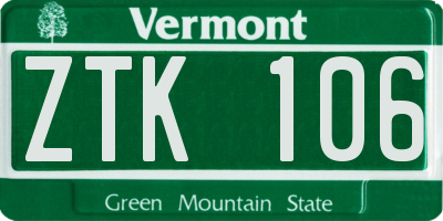 VT license plate ZTK106
