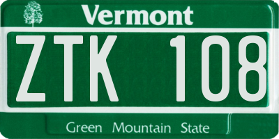 VT license plate ZTK108