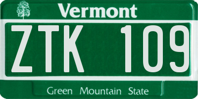 VT license plate ZTK109