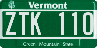 VT license plate ZTK110