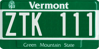 VT license plate ZTK111