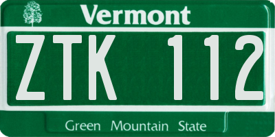 VT license plate ZTK112