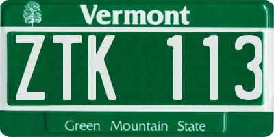 VT license plate ZTK113