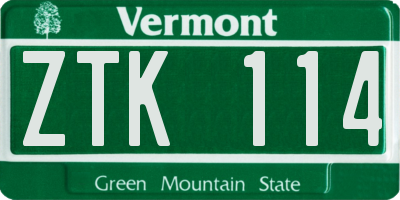 VT license plate ZTK114