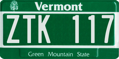 VT license plate ZTK117