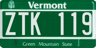 VT license plate ZTK119