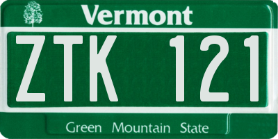VT license plate ZTK121