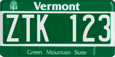 VT license plate ZTK123