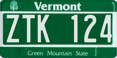 VT license plate ZTK124