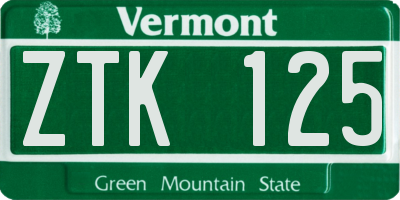 VT license plate ZTK125