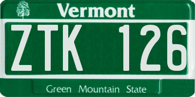 VT license plate ZTK126