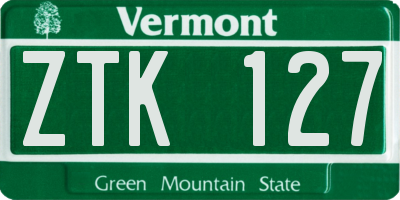 VT license plate ZTK127