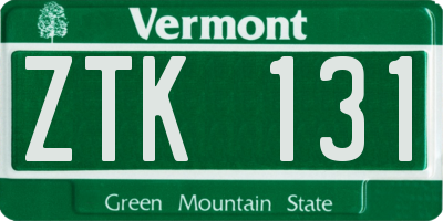 VT license plate ZTK131
