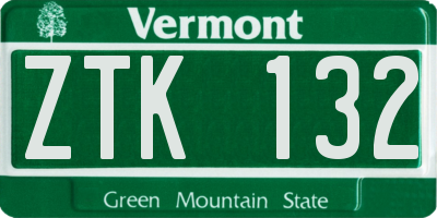VT license plate ZTK132