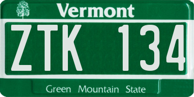 VT license plate ZTK134